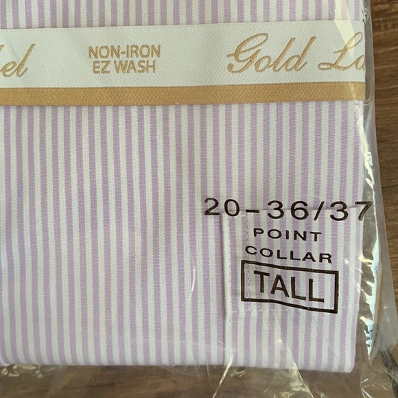 Roundtree & Yorke Gold Label Dress Shirt Purple Pin Point Tall Man 10 New - Picture 8 of 9